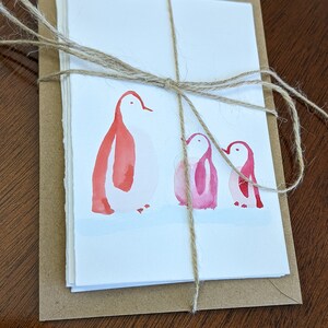 Penguin note cards set of four, blank inside