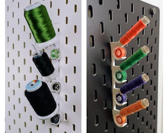 Combined thread spool and bobbin holder for IKEA SKÅDIS – 2 versions for small or large thread spools – sewing accessory organizer