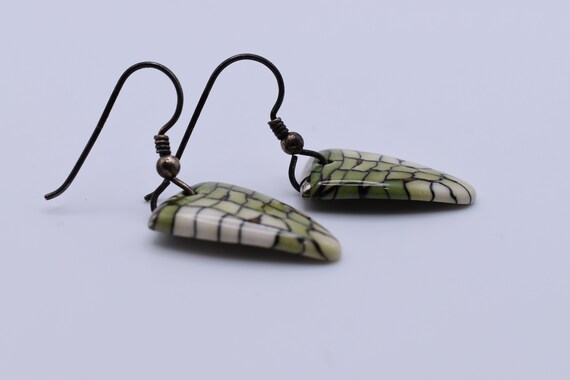 Vintage Artisan Handcrafted Green and White Glaze… - image 5