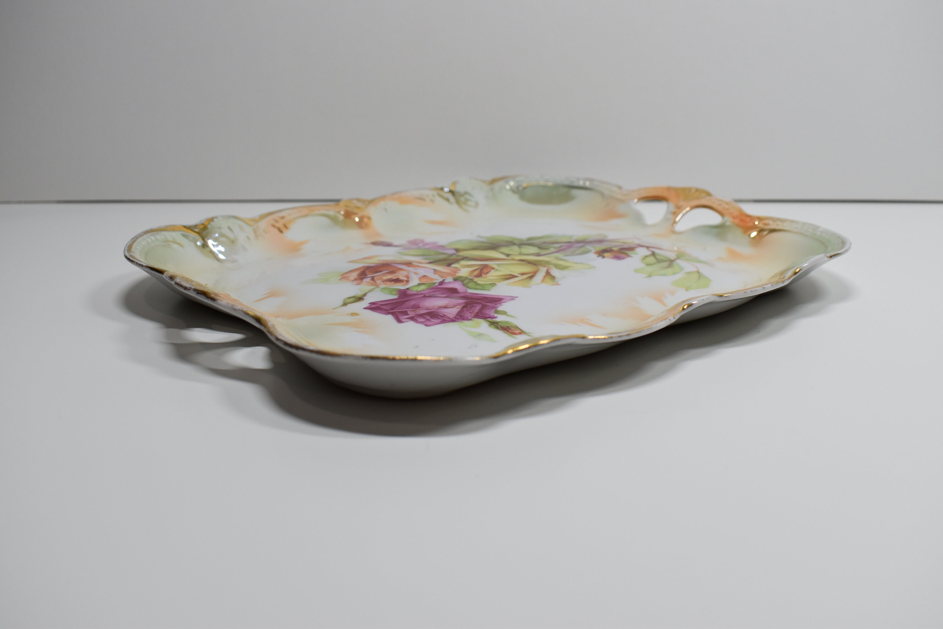 Antique Floral Porcelain Vanity Tray Early 1900s Rare P.K. Silesia Etsy