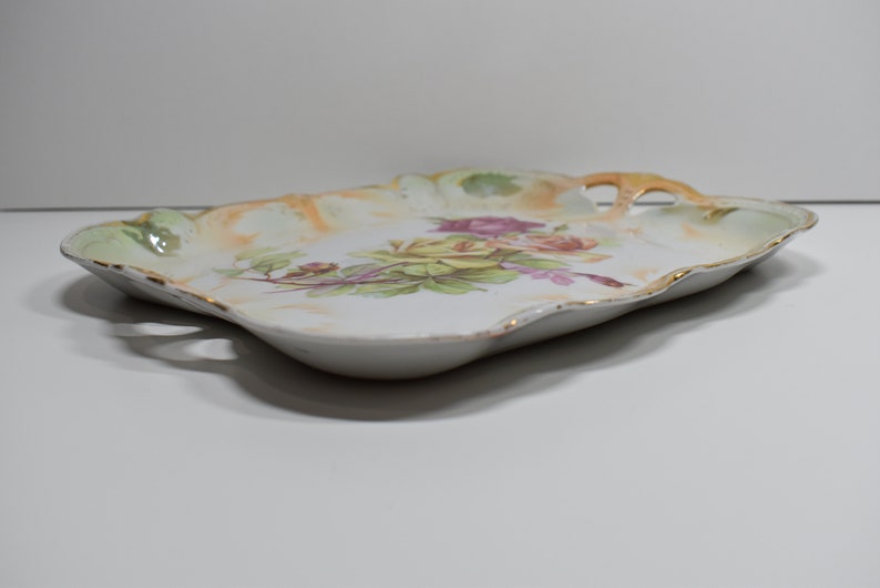 Antique Floral Porcelain Vanity Tray Early 1900s Rare P.K. Silesia Etsy