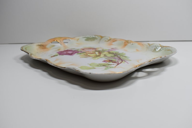 Antique Floral Porcelain Vanity Tray Early 1900s Rare P.K. Silesia Etsy