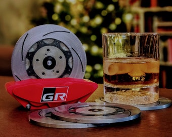 GR Bremszangen Untersetzer Set - GR Corolla, GR86, GR Supra - Einzigartiges Geschenk für Autofans! 4 Untersetzer Set