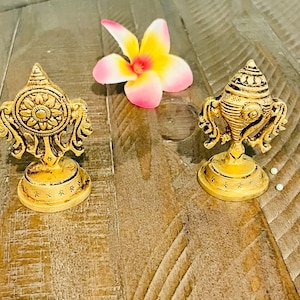 Shank Chakra Motives | Pairing for Pooja Thali | Housewarming Essentials | Brass Shank-Chakra | Brass Decor | Brass Return Gifts