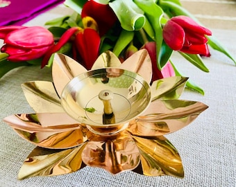 Brass and Copper Lotus  Diya decoration | Diwali Akhand Diya| Indian Oil Lamp | Housewarming Return Gifts | Navratri | Diwali Gifts