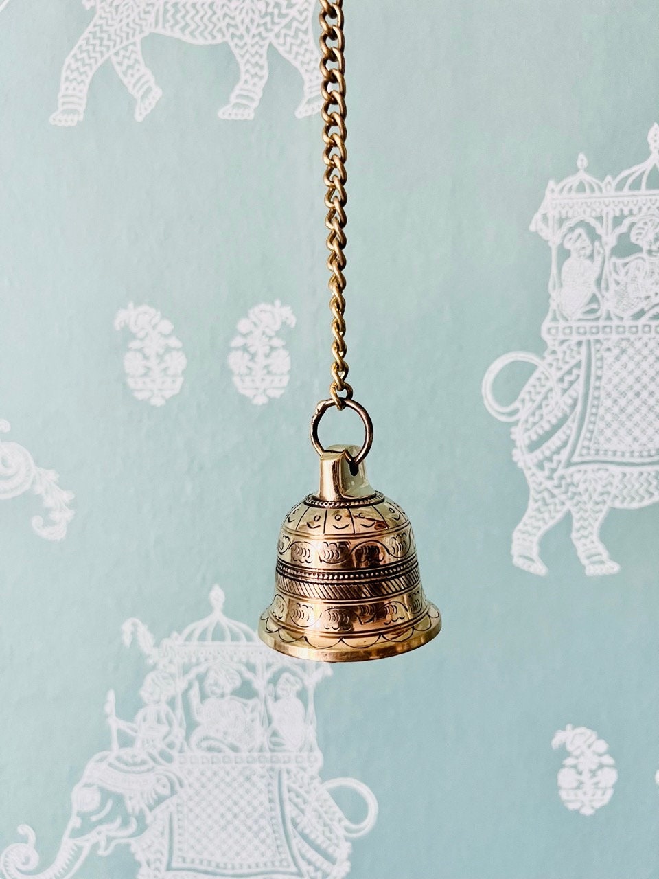 Traditional Brass Temple Bells With Peacock for Home Decor Brass Hanging  Bell Peacock With Chainethnic Indian Brass Hanging Bell 