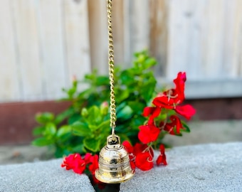 Traditional Brass Temple Bells for Home Decor | Brass Hanging Bell with Chain|Ethnic Indian Brass Hanging Bell|Tibetan Brass Bell with chain