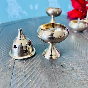 Brass Kamal| Akhand Diya| Multi-purpose Oil Lamp| Diwali Diya/Dhoop Dhani | Gifts for Diwali | Brass Diwali Diya | Festive Decor (Set of 2)