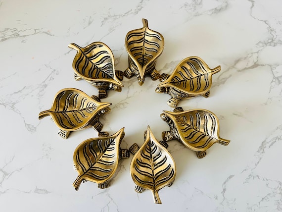 Decorative Brass Tortoise Turtle Leaf Diya Home Decor Lamps