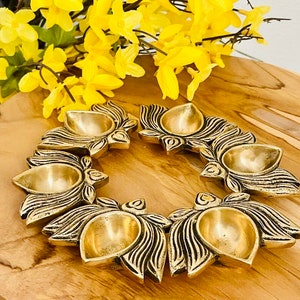 Handmade Brass Lotus Diya: Lakshmi Agal Vilakku