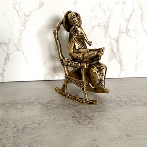 Lord Ganesha On Rocking Chair - Exquisite Brass  Decor Gift Item