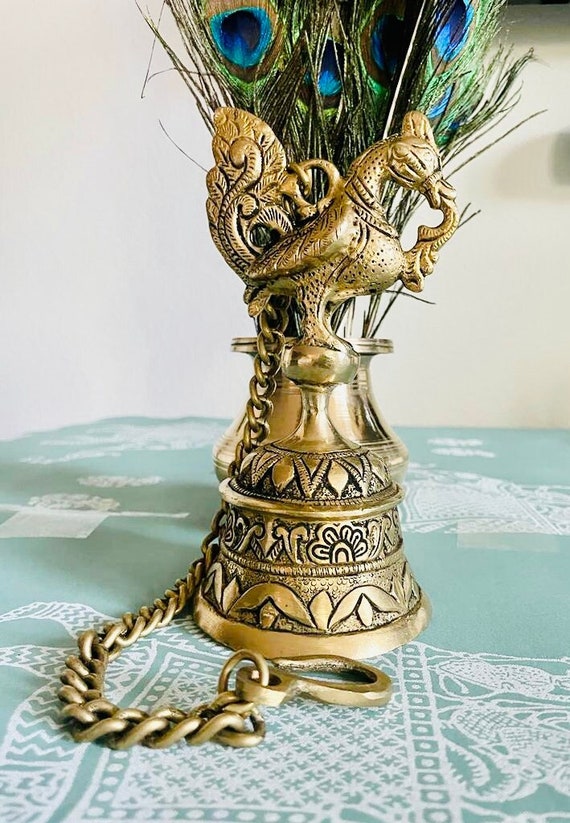 Brass Antique Hanging Bell For Wall Door Mandir Temple Pooja