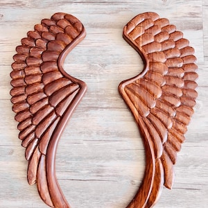 Handmade Teak Wood Angel Wings Wall Decor - Religious Home Art