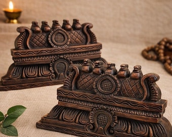 Hand Painted Wooden Temple Gopuram (6x12 Inches) | South Indian Traditional Wall Hanging | Hindu Home Mandir Decor | Housewarming Gift