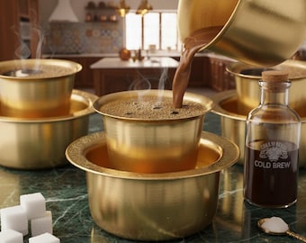 Traditional Indian Brass Filter Coffee Cup Davara Set