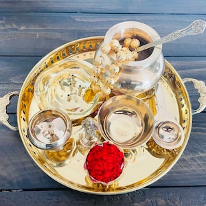 Pure Brass Pooja Thali | Pooja Thali Set | Housewarming Essential | Diwali Gift | Pooja Items