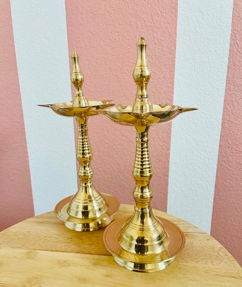 Brass Diya Oil Lamp Kith Vilakku for Puja Festivals Etsy