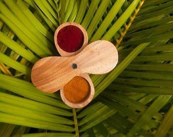 4 polegadas de comprimento - Madeira Neem - Suporte Haldi-Kumkum | Suporte Roli Chawal | Kumkum Bharani feito de madeira de Neem - presentes de devolução de Navratri