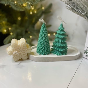 Set of 2 Christmas Trees | Christmas Candles | Christmas Tree Candles | Soy Candles (TRAY NOT INCLUDED)