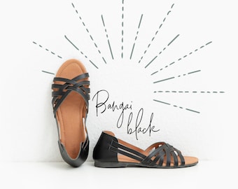 Handmade Leather Sandals - Bangai & Novia Black