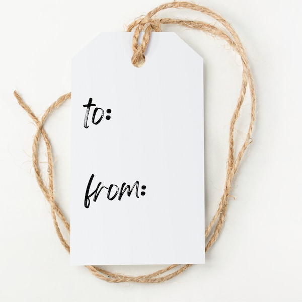 To From Gift Tags. Gift Tags for any occasion. Printable PDF. Hanging gift tag. Black and White Gift Tag, handwriting tag
