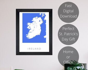 Ireland Monochrome Map | Printable Wall Art ready for Instant Digital Download | Ireland Map Art Print Poster perfect gift or souvenir.