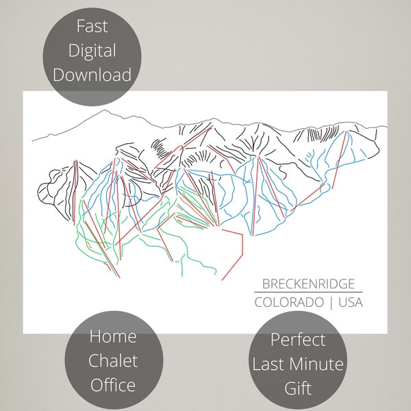 Ski Resort Map of Colorado - Etsy