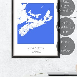 Nova Scotia Karte | Druckbare Wandkunst | Digitaler Download | Monochrome Kartenkunst | Urlaub Wohndekor | Kanadische Seekarte | Geschenk Souvenir.