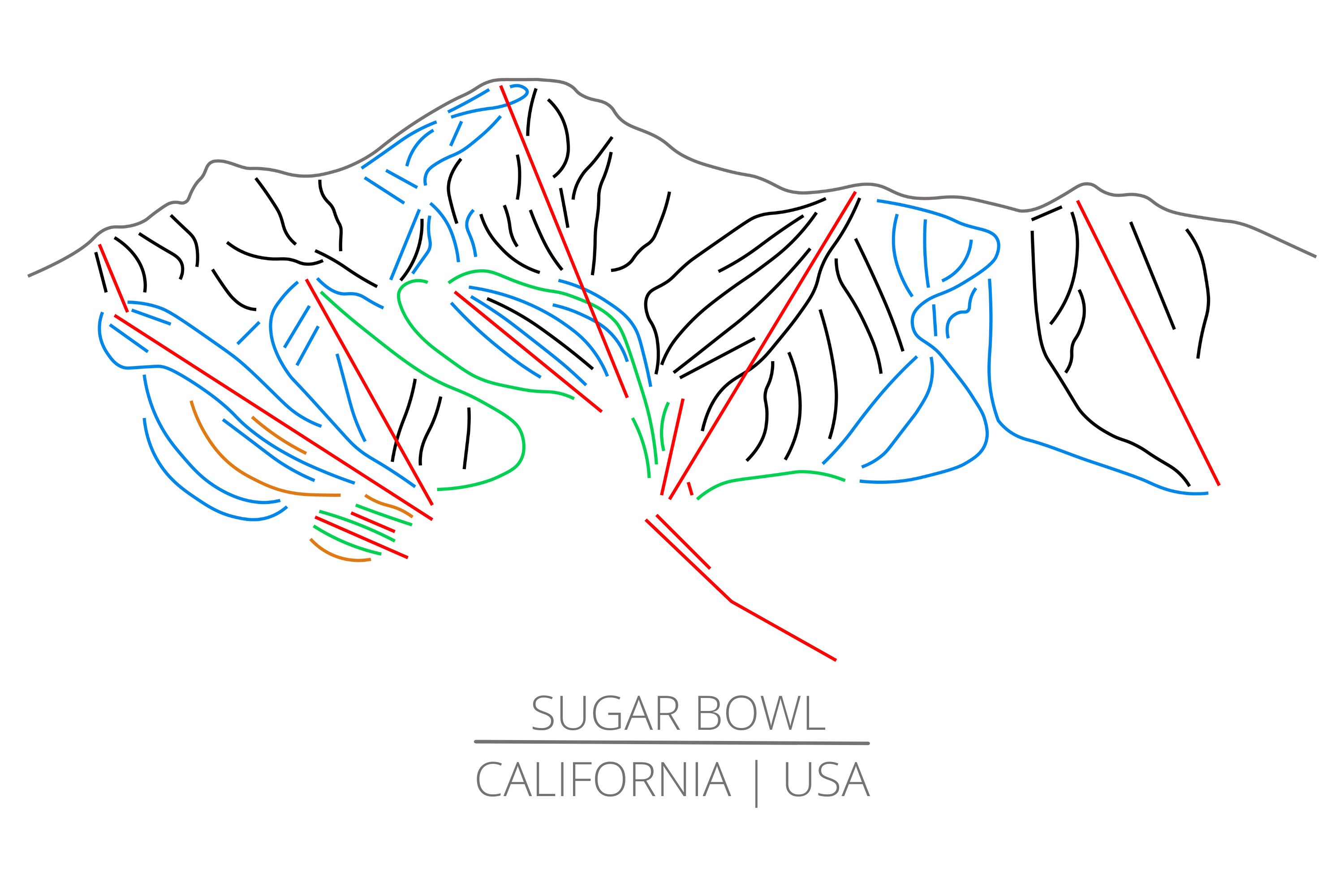 Sugar Bowl Ski Trail Map Printable Wall Art Ready for Instant Digital