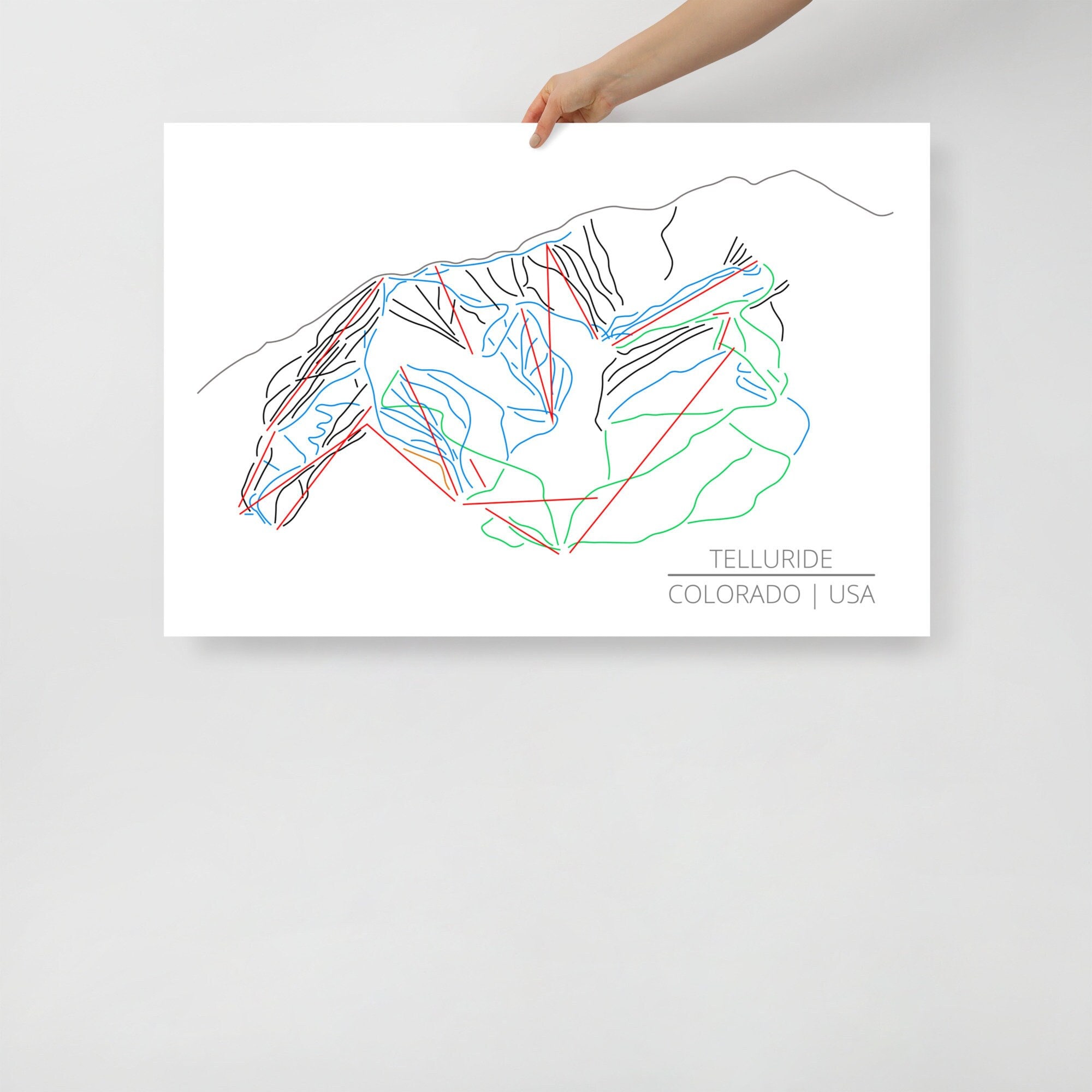 Telluride Ski Resort Trail Map Trail Map Print in 3 Sizes Telluride
