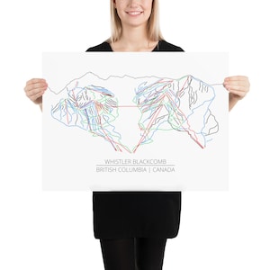 Carte de la piste de ski Whistler Blackcomb | Carte des sentiers Imprimer en 3 tailles | Whistler Colombie-Britannique Canada | | d’art de la carte des sentiers Décor de chalet de ski