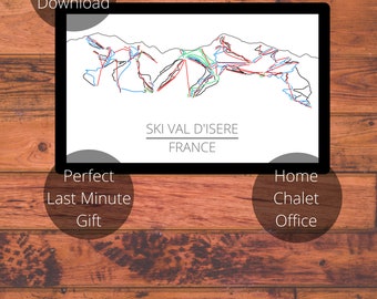 Val D'Isere France Ski Trail Map | Printable Wall Art ready for instant Digital Download | Trail Map Art & Ski Resort Print of Val D'Isere