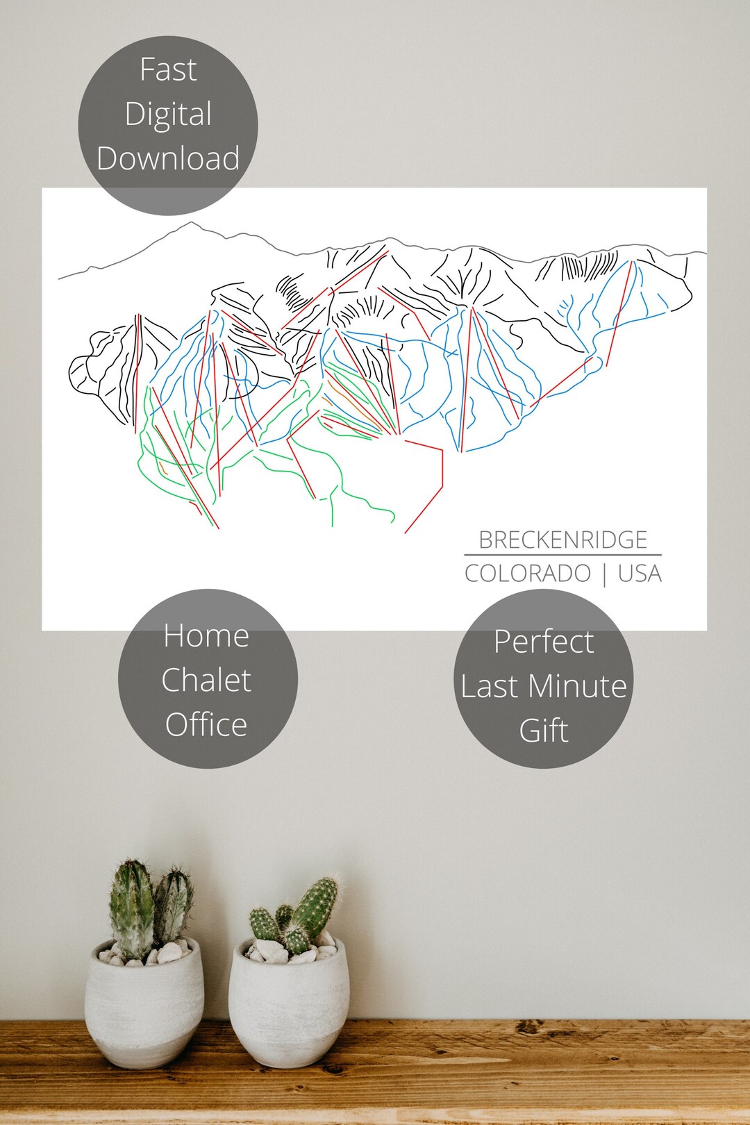 Breckenridge Resort Trail Map | Printable Wall Art | Digital Download ...