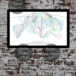 Big White Ski Trail Map | Printable Wall Art ready for instant Digital Download | Trail Map Art and Ski Resort Print of Big White BC Canada