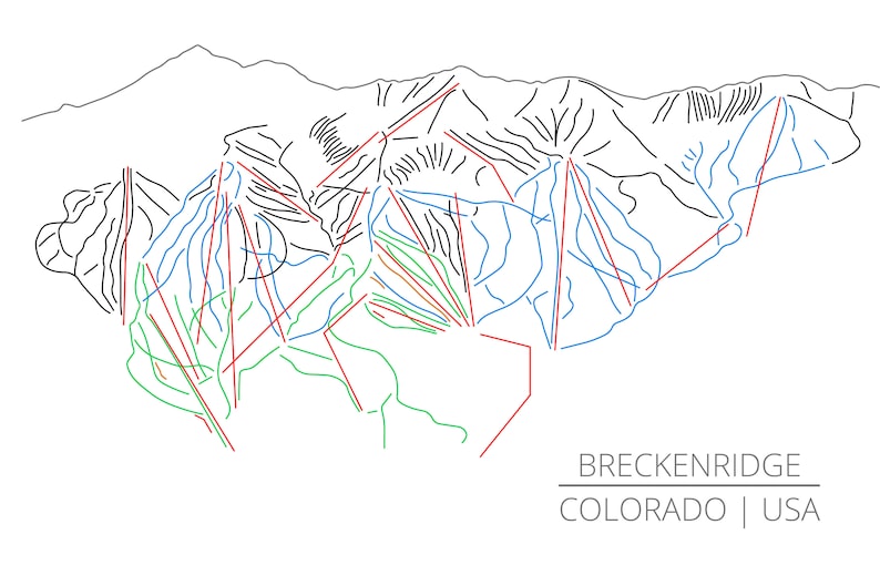 Breckenridge Resort Trail Map Printable Wall Art Digital Download