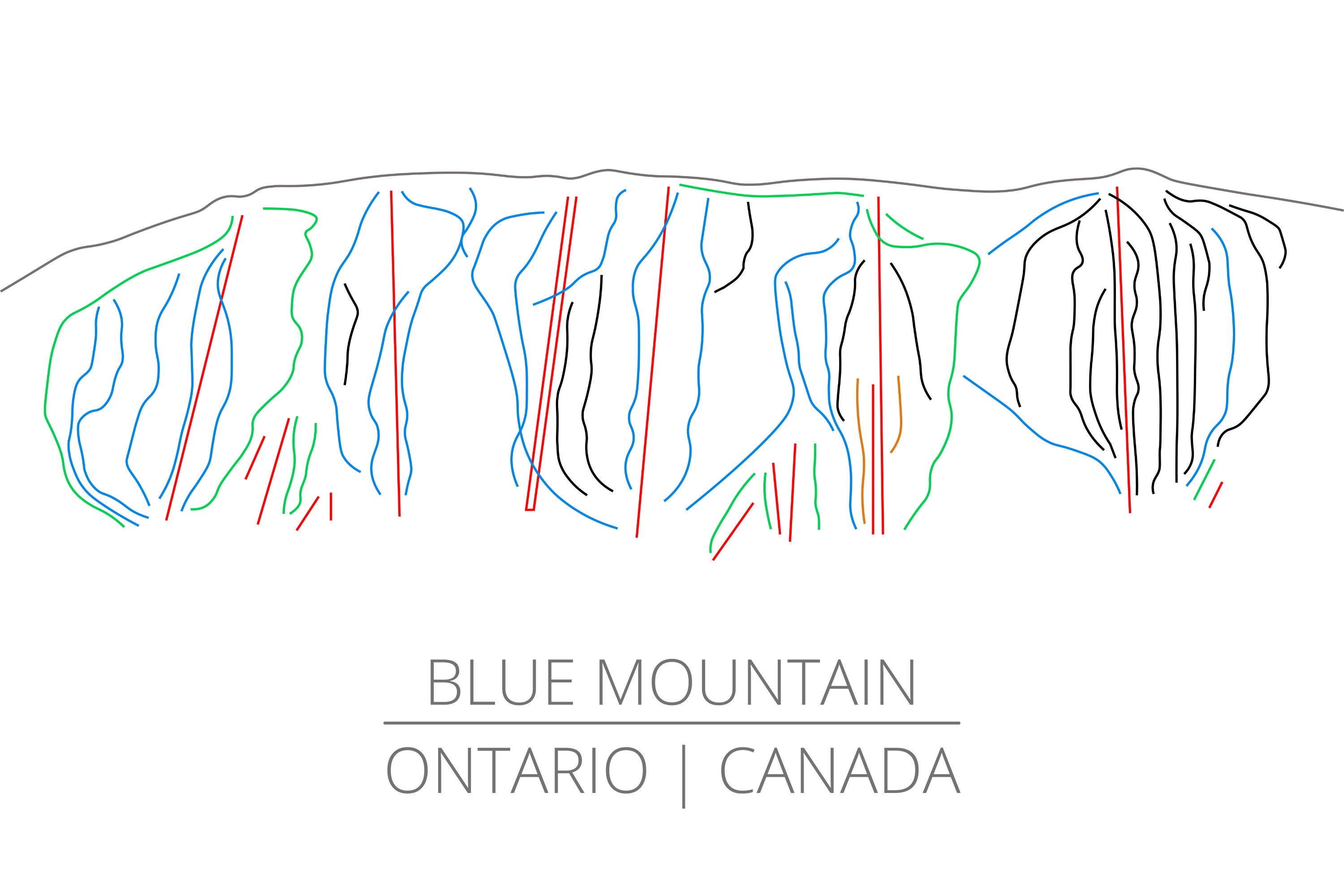 Blue Mountain Ski Trail Map Printable Wall Art Ready for Instant Digital Download. Collingwood
