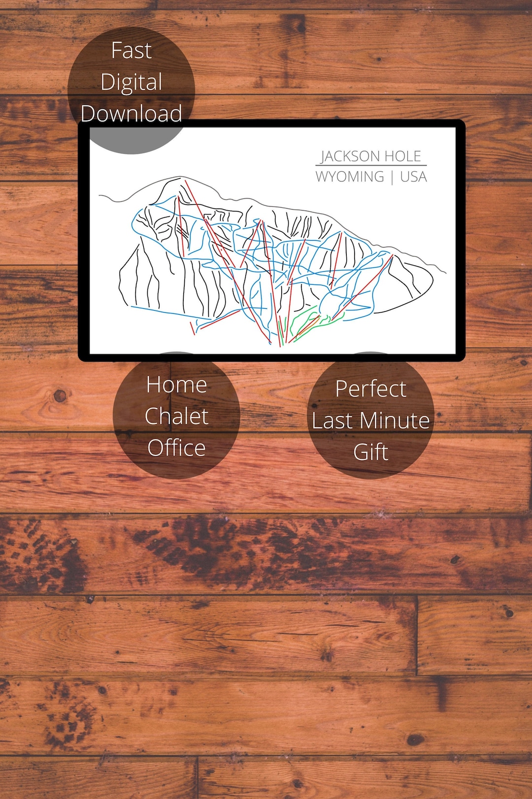Jackson Hole Ski Trail Map | Digital Print | Modern Wall Art | Trail ...