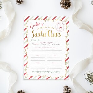 Carta a Papá Noel editable / Carta navideña personalizada en verde pastel / Carta a Papá Noel / Tradición navideña / Descarga digital instantánea