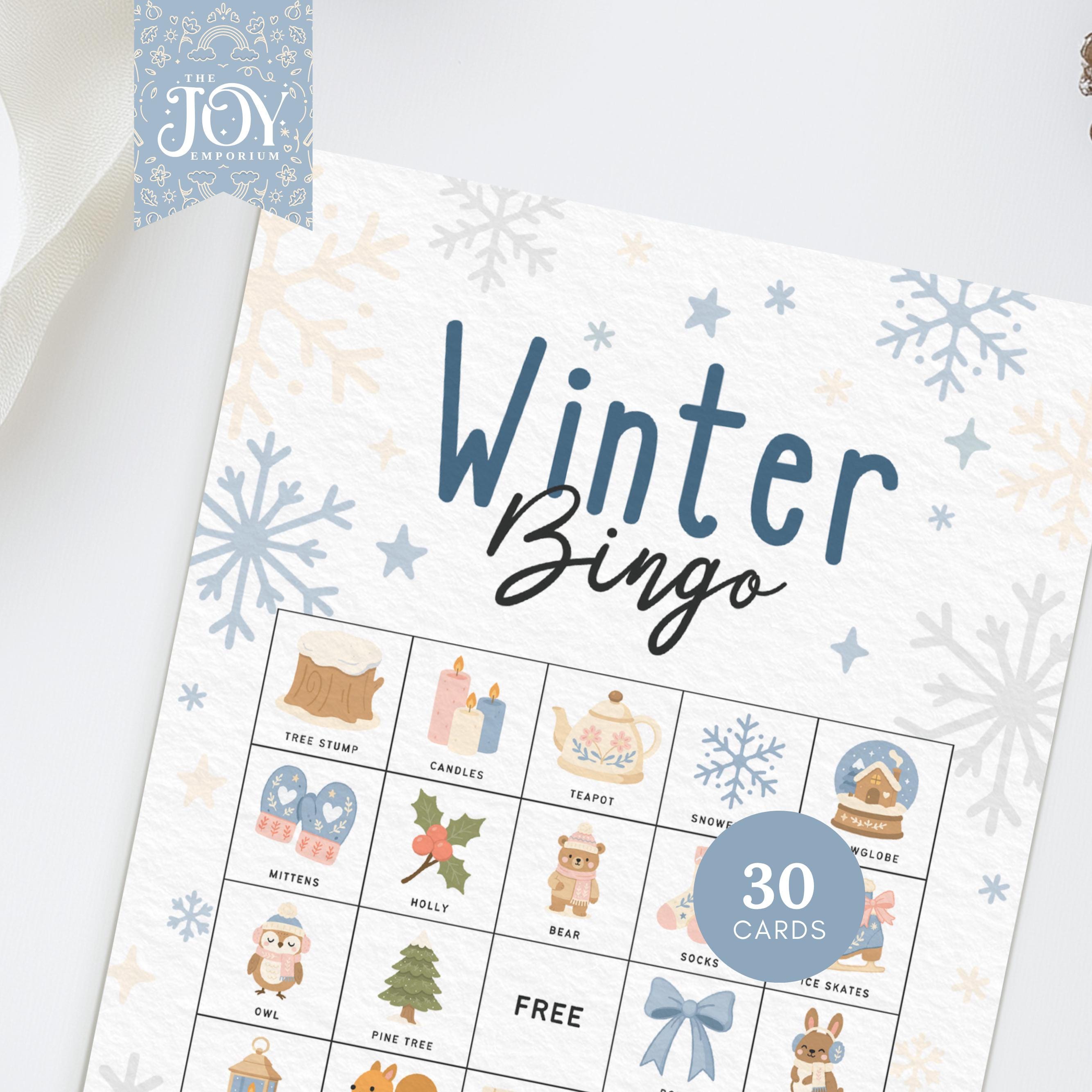 Winter Bingo, 30 Printable Winter Bingo Cards for Kids, Fun Classroom ...