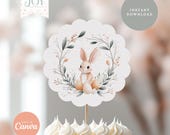 Watercolor Bunny Cake Topper: Easter Party Printable (Digital Download)