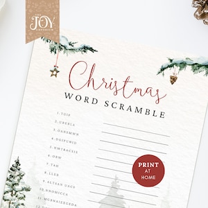 Christmas Word Scramble Game Printable | Fun Holiday Activity for Kids & Adults | Christmas Party Game | Instant Download Fun Activity