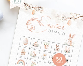 50 Easter Bingo Cards | Printable Easter Activity | Kids Party Game | Fun for Classroom and Family Gatherings | Printable Kids Activity