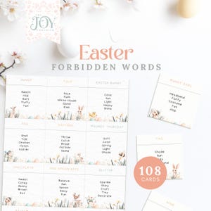 Palabras prohibidas de Pascua / Juego tabú de Pascua / Divertido juego de fiesta imprimible para familiares y amigos / Perfecto para celebraciones de Pascua