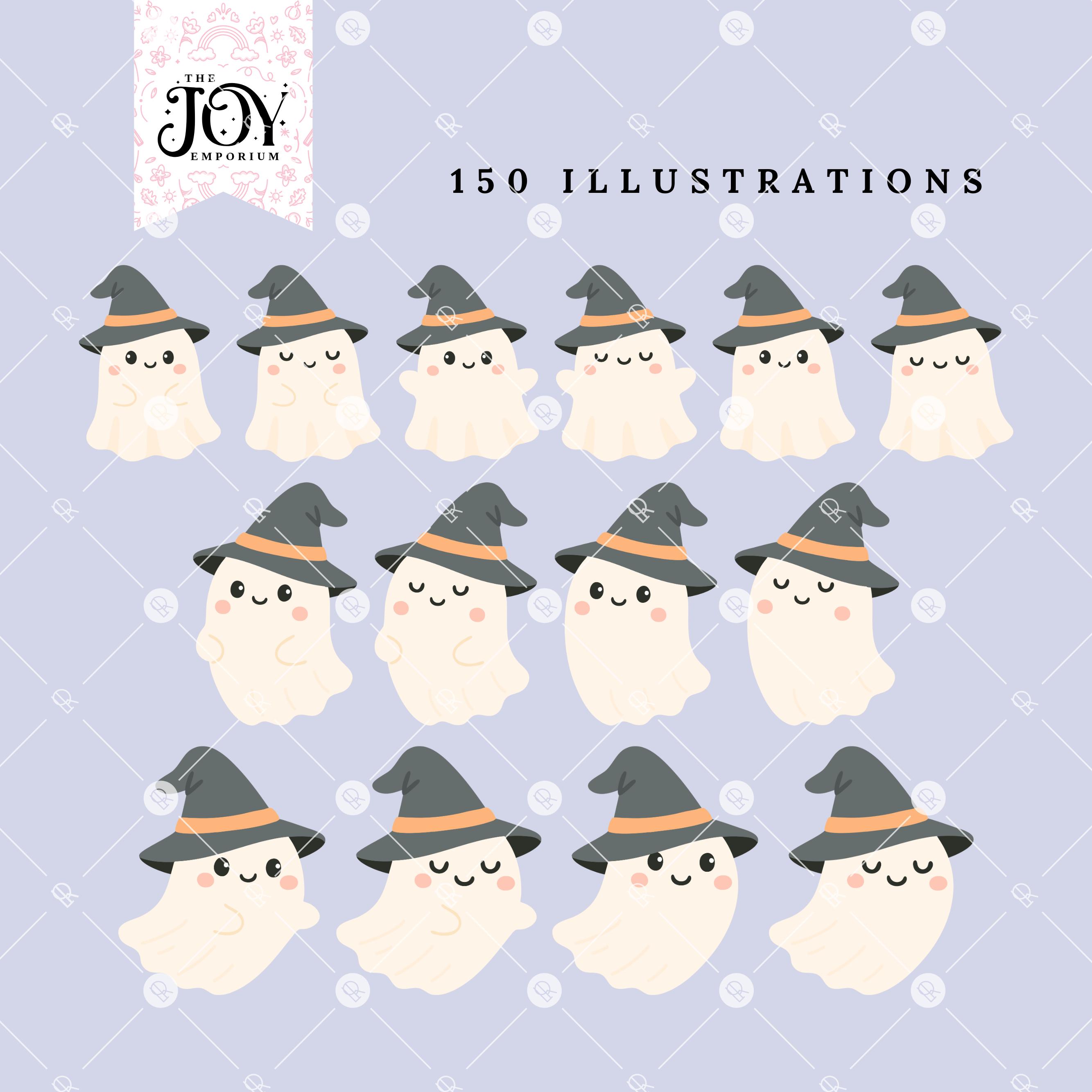 Ghost Kawaii Clipart Bundle – Cute Halloween PNG Designs for ...