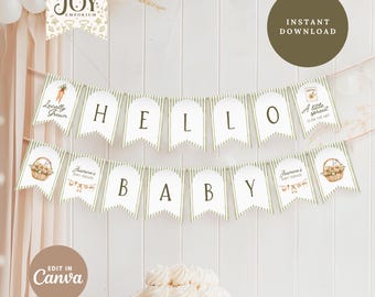 Locally Grown Baby Shower Banner: Rustic Farm Theme (Editable Printable, Digital Download