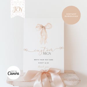 Neutral Bow Custom Sign | Editable Baby Shower Decor | Printable Gender Neutral Sign | Customizable Party Decor | Gender Neutral Design