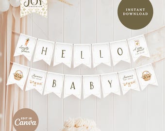 Locally Grown Baby Shower Banner: Rustic Farm Theme (Editable Printable, Digital Download
