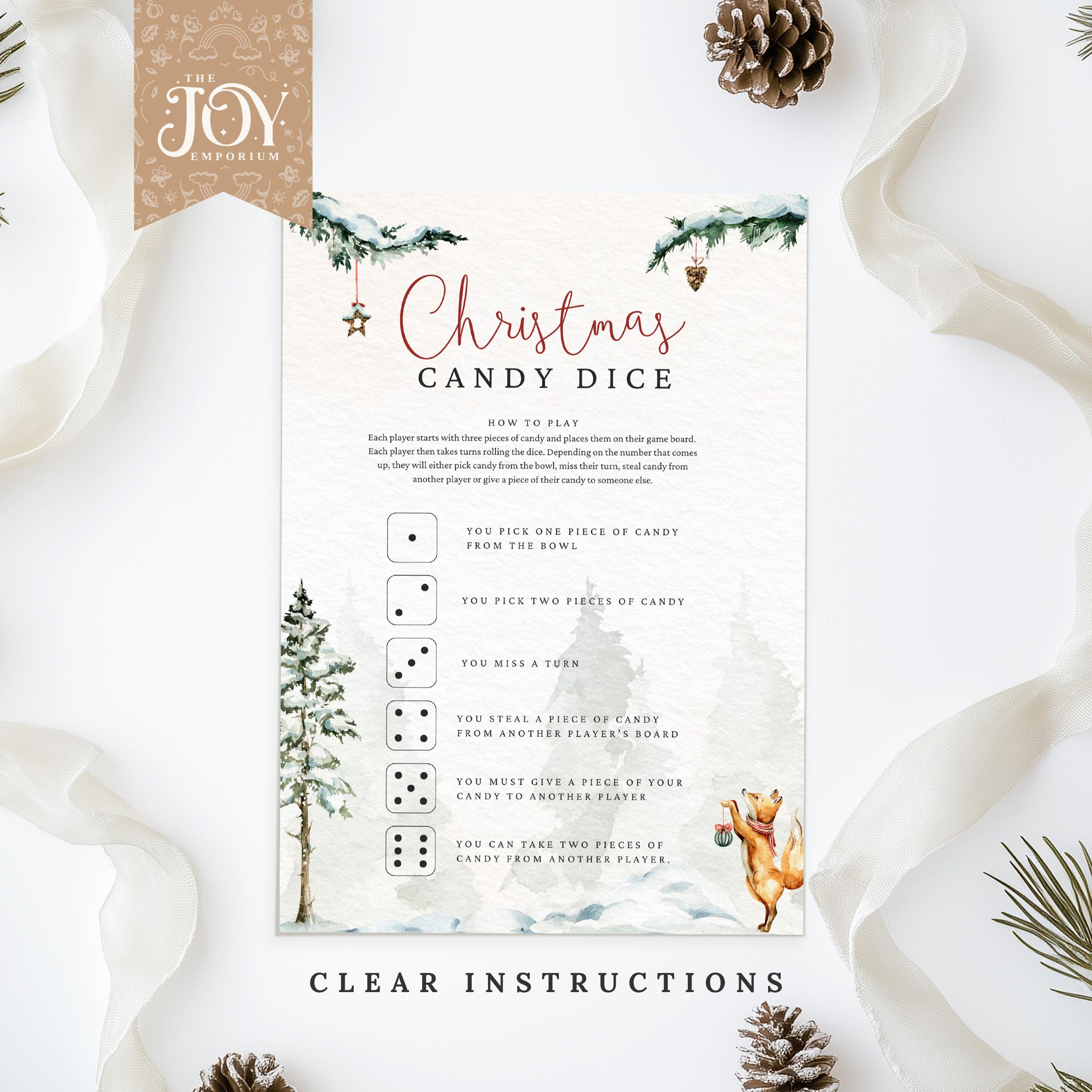 Christmas Candy Dice Game | Fun Printable Activity for Kids | Holiday ...