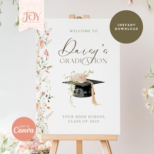Wildflower Graduation Welcome Sign: Editable Floral Party Decor (Digital Download)