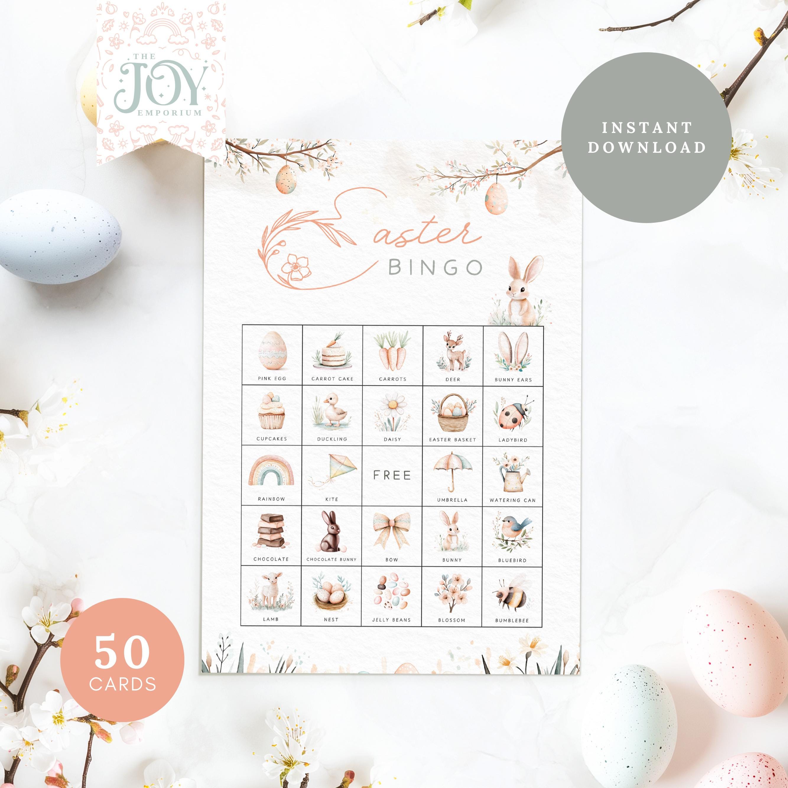 50 Easter Bingo Cards | Printable Easter Activity | Kids Party Game ...